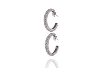 Paio di orecchini con diamanti, a cerchio, in oro bianco 750 - Speciale di Natale Paio di orecchini con diamanti, a cerchio, in oro bianco 750 - Speciale di Natale