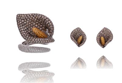 Parure anello e paio di orecchini con diamanti e pietre - Speciale di Natale Parure anello e paio di orecchini con diamanti e pietre - Speciale di Natale