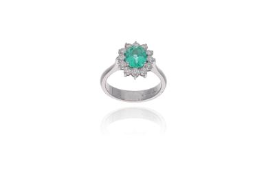 Anello con diamanti e smeraldo - Asta di Pasqua Anello con diamanti e smeraldo - Asta di Pasqua