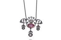 Collana con centrale con diamanti e pietra - Asta Tesori d'Autunno