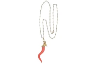 Collana con ciondolo con corallo e pietre - Asta Tesori d'Autunno Collana con ciondolo con corallo e pietre - Asta Tesori d'Autunno