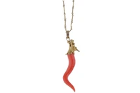Collana con ciondolo con corallo e pietre - Asta Tesori d'Autunno Collana con ciondolo con corallo e pietre - Asta Tesori d'Autunno
