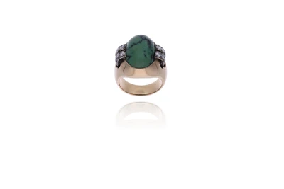 Anello con pietra e diamanti - Asta Tesori d'Autunno Anello con pietra e diamanti - Asta Tesori d'Autunno
