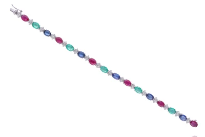 Bracciale con diamanti, rubini, zaffiri e smeraldi - Asta Tesori d'Autunno Bracciale con diamanti, rubini, zaffiri e smeraldi - Asta Tesori d'Autunno
