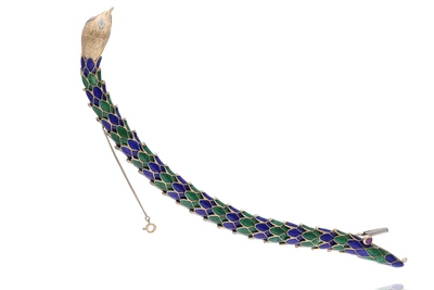 Bracciale con smalti, diamanti e rubino - Asta Tesori d'Autunno Bracciale con smalti, diamanti e rubino - Asta Tesori d'Autunno