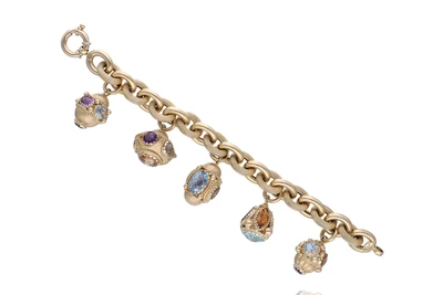 Bracciale con topazi azzurri, ametiste, quarzi gialli e pietra - Asta Tesori d'Autunno Bracciale con topazi azzurri, ametiste, quarzi gialli e pietra - Asta Tesori d'Autunno