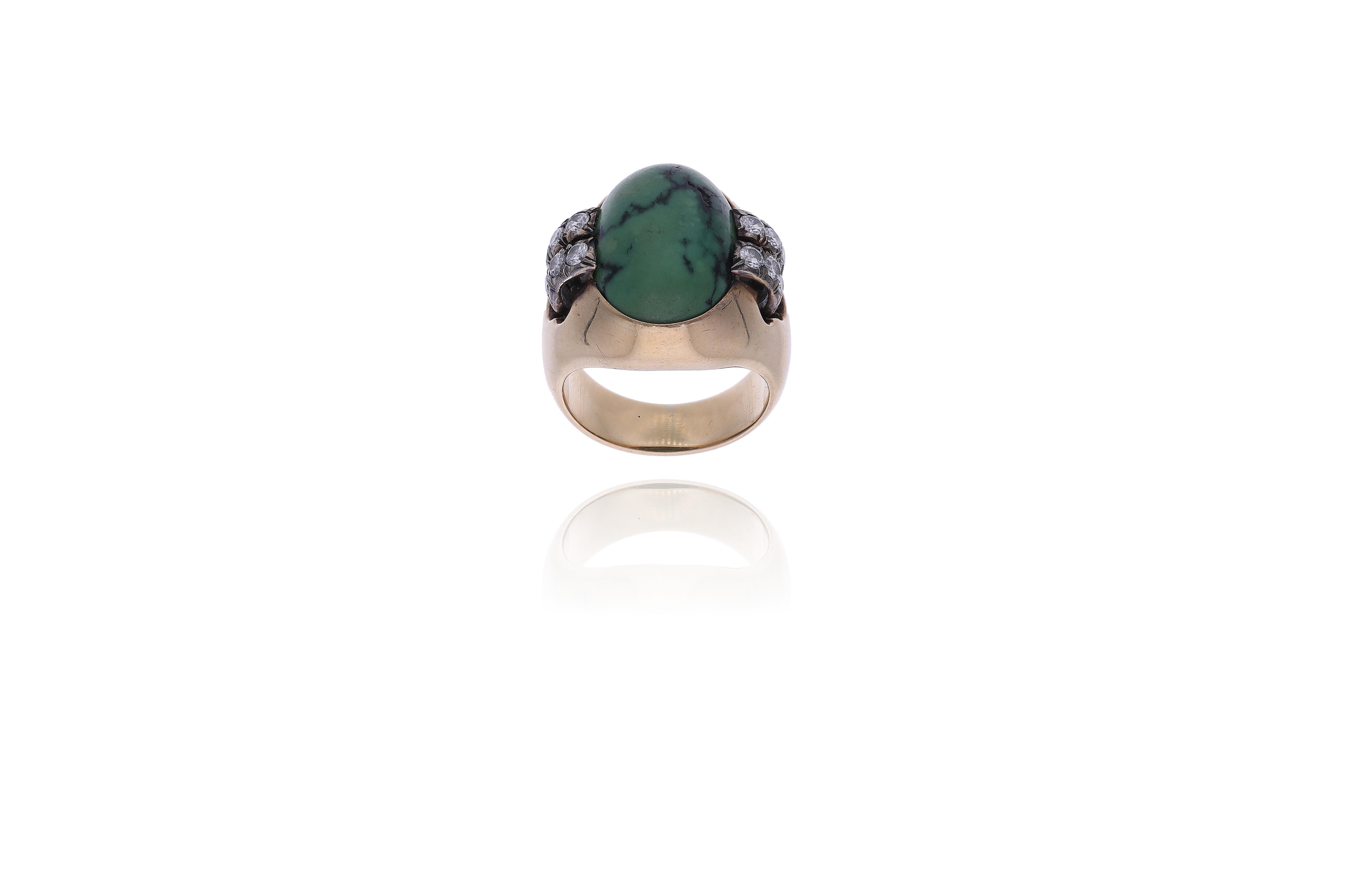 Anello con pietra e diamanti - Asta Tesori d'Autunno