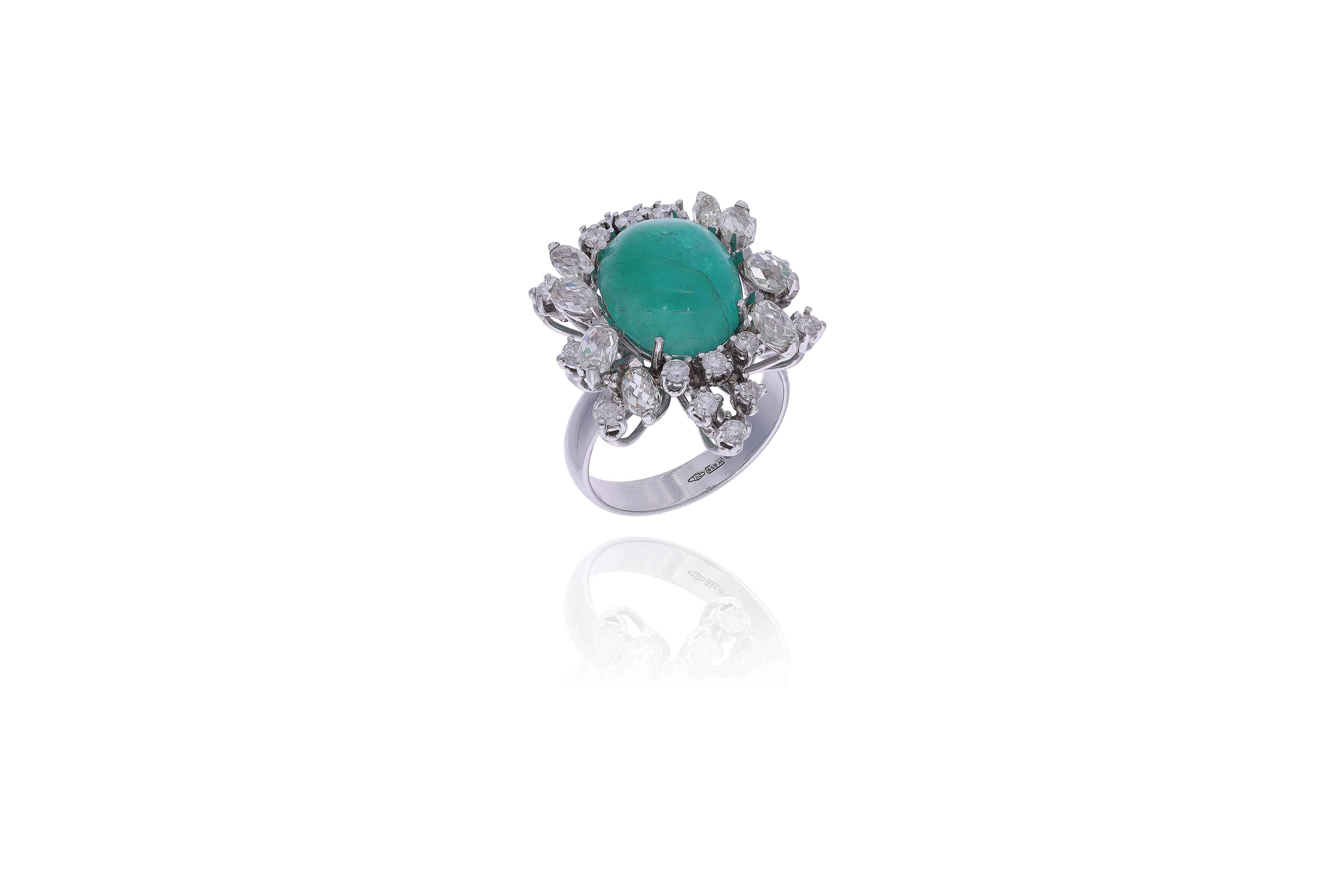 Anello con smeraldo e diamanti - Asta Tesori d'Autunno