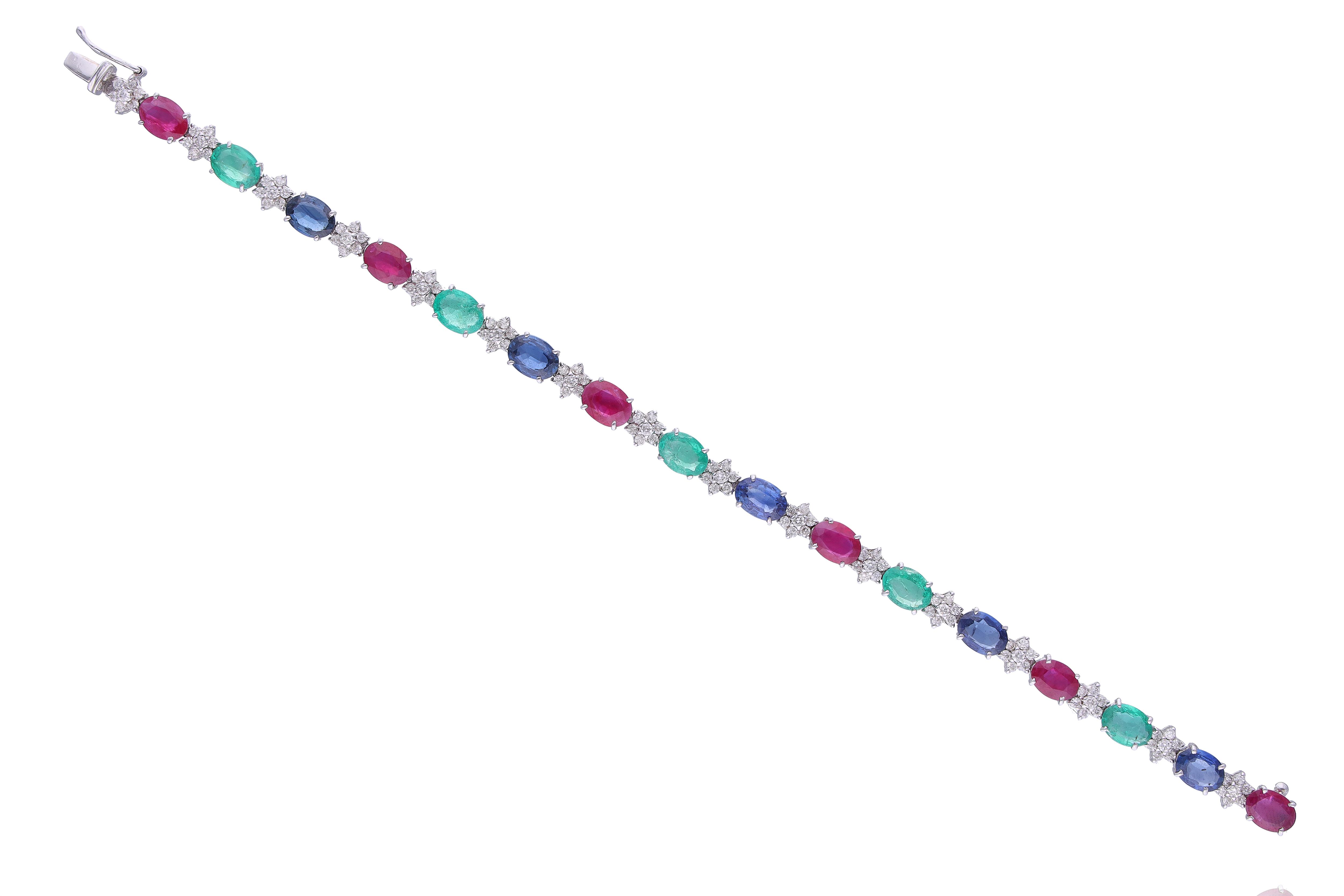Bracciale con diamanti, rubini, zaffiri e smeraldi - Asta Tesori d'Autunno