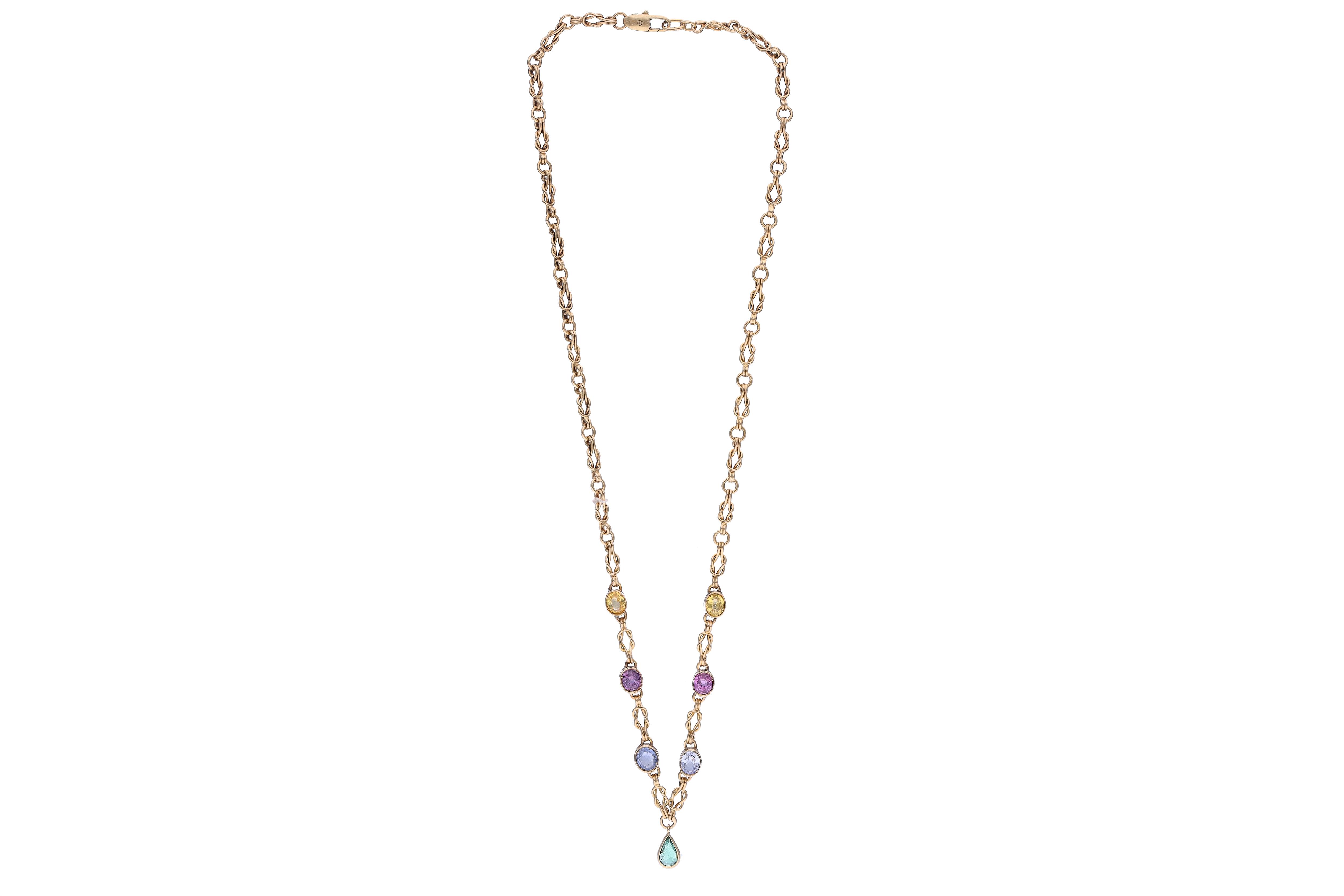Collana con smeraldo, zaffiri, zaffiri rosa e zaffiri gialli - Asta Tesori d'Autunno