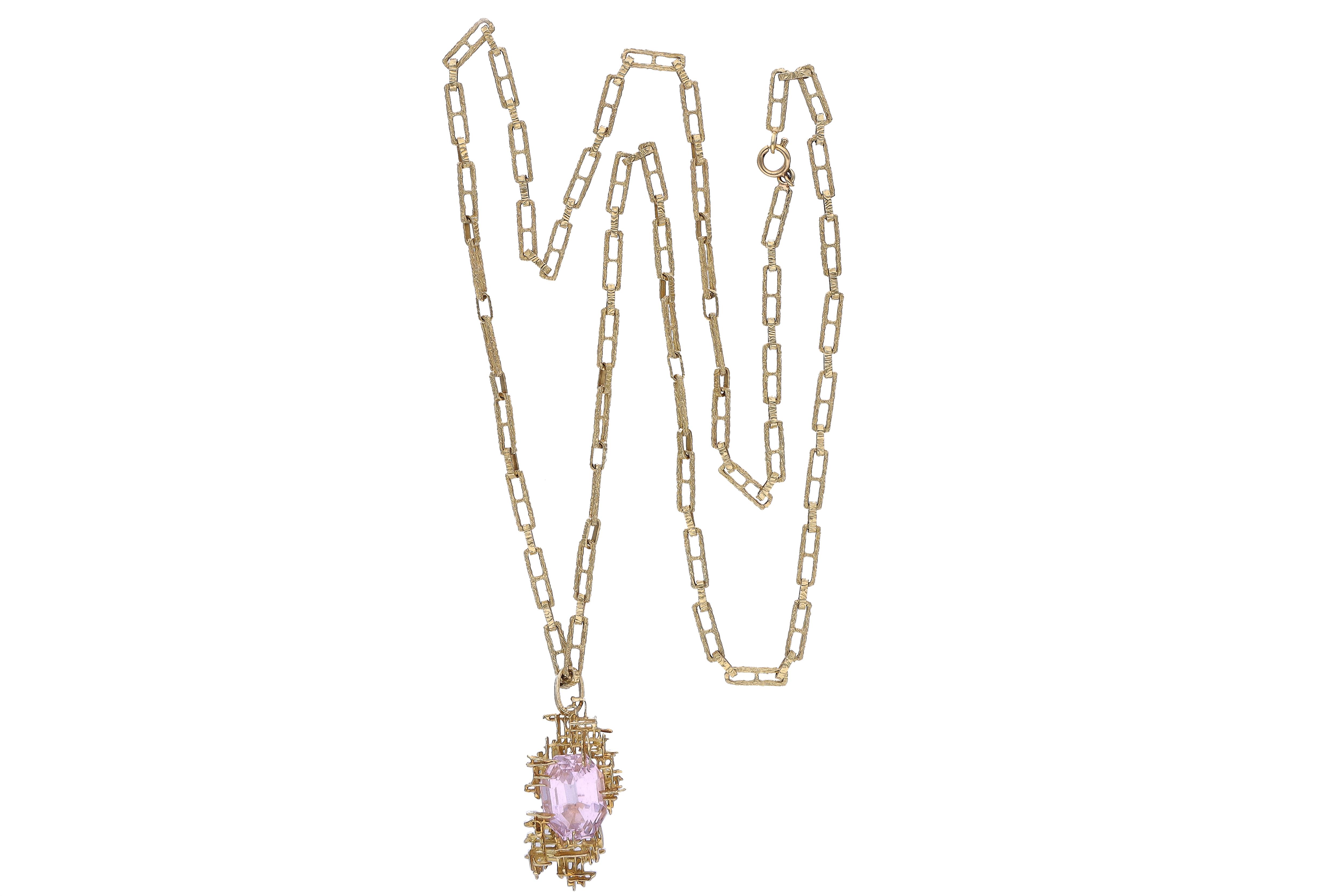 Collana e ciondolo con kunzite - Asta Tesori d'Autunno