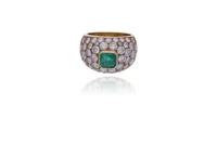 Anello con smeraldo e diamanti - Asta Speciale Gioielli