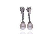 Orecchini con diamanti e perle coltivate - Asta Speciale Gioielli