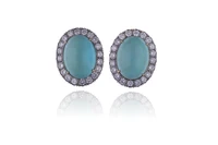 Orecchini con diamanti e turchesi trattati - Asta Speciale Gioielli