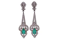 Orecchini con smeraldi e diamanti - Asta Speciale Gioielli