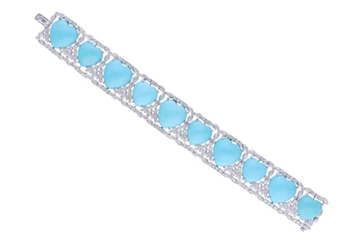 Bracciale con diamanti e turchese trattata - Asta Speciale Gioielli