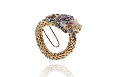 Bracciale con diamanti, zaffiri, rubini, smeraldi e smalti - Asta Speciale Gioielli