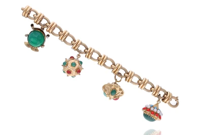 Bracciale con quarzo avventurina, calcedoni, perle coltivate e pietre - Asta Speciale Gioielli