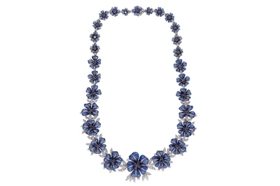 Collana con diamanti, zaffiri e smalti - Asta Speciale Gioielli