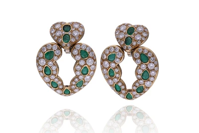 Orecchini con diamanti e smeraldi - Asta Speciale Gioielli