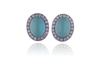 Orecchini con diamanti e turchesi trattati - Asta Speciale Gioielli