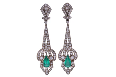Orecchini con smeraldi e diamanti - Asta Speciale Gioielli