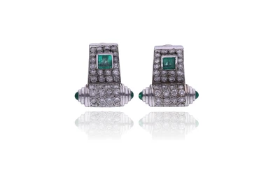 Orecchini con smeraldi e diamanti - Asta Speciale Gioielli