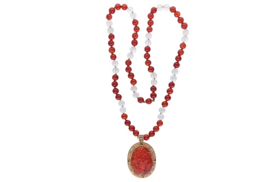 Perugini, collana con calcedonio, serpentino e zaffiri - Asta Speciale Gioielli