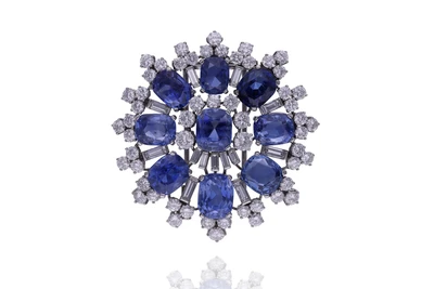 Spilla con diamanti e zaffiri - Asta Speciale Gioielli