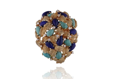 Spilla con diamanti, lapislazzuli trattati e pietre - Asta Speciale Gioielli