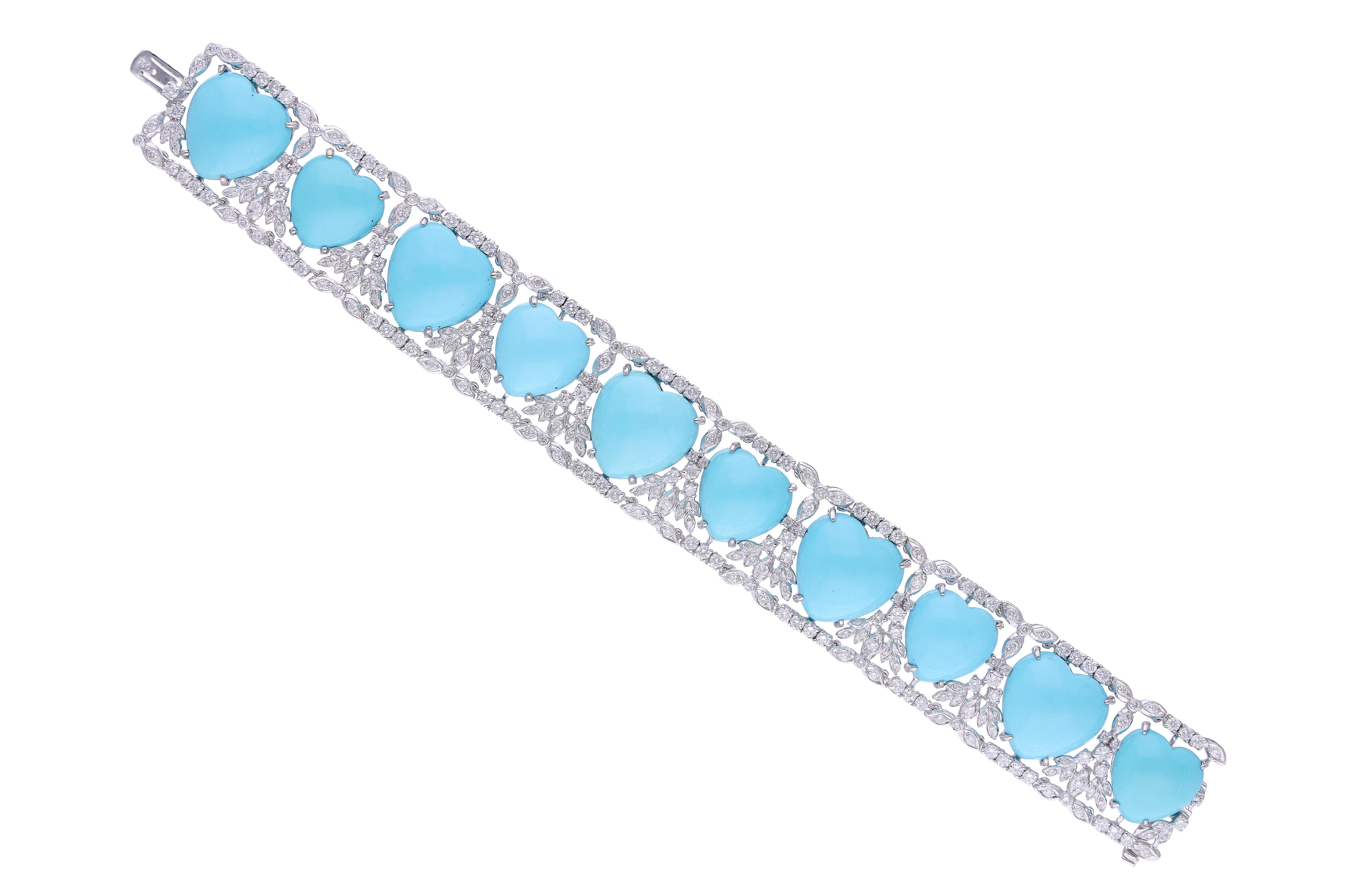 Bracciale con diamanti e turchese trattata - Asta Speciale Gioielli