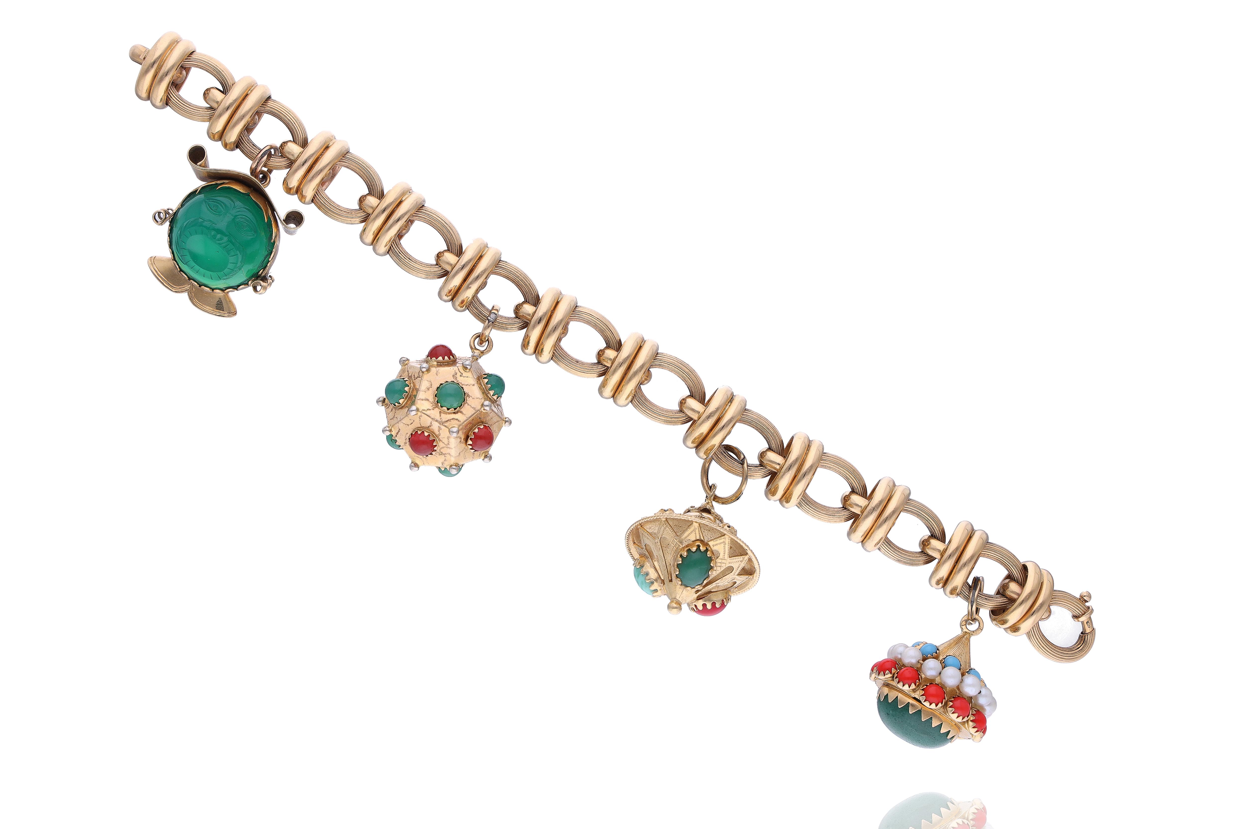 Bracciale con quarzo avventurina, calcedoni, perle coltivate e pietre - Asta Speciale Gioielli