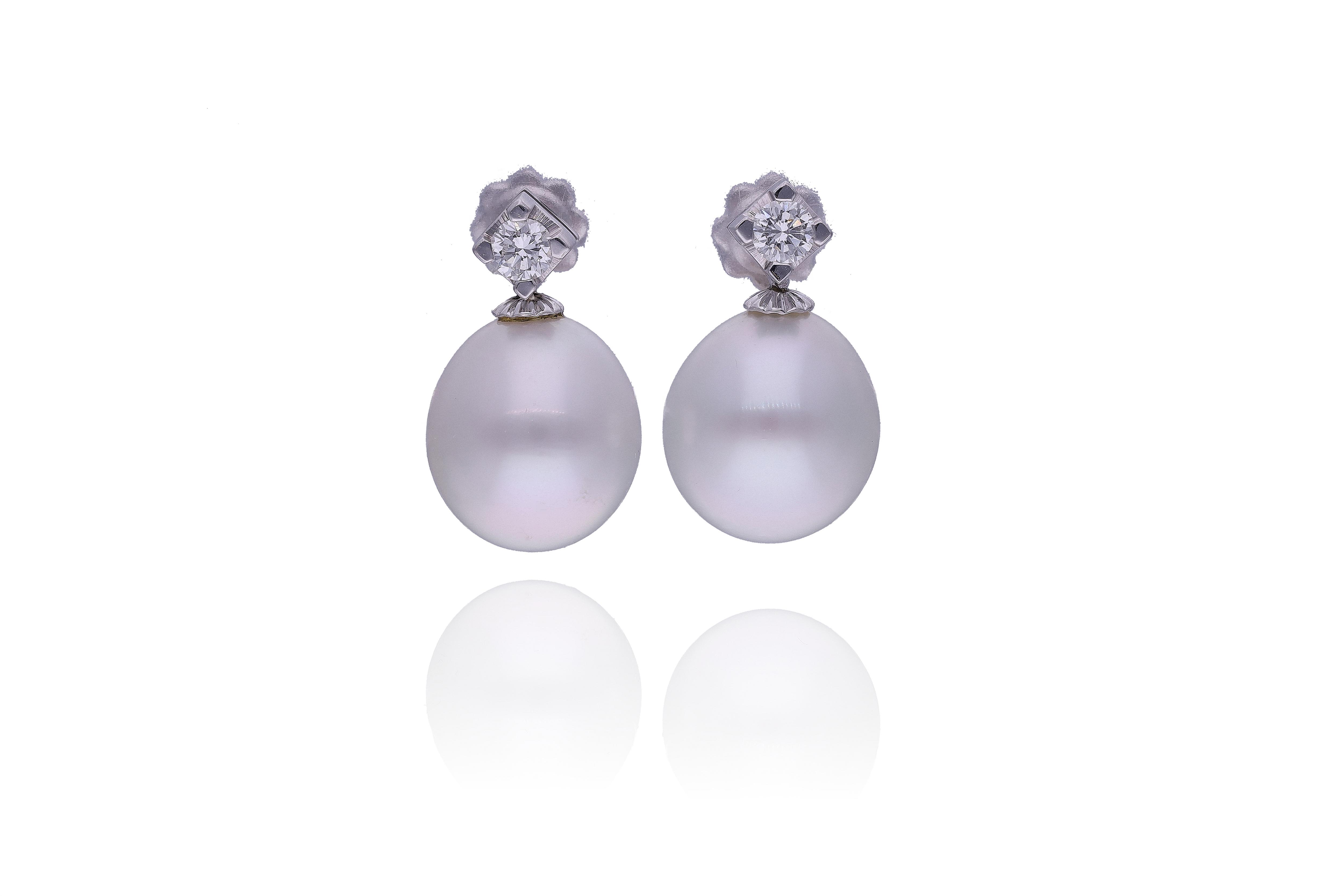 Orecchini con diamanti e perle Mari del Sud - Asta Speciale Gioielli