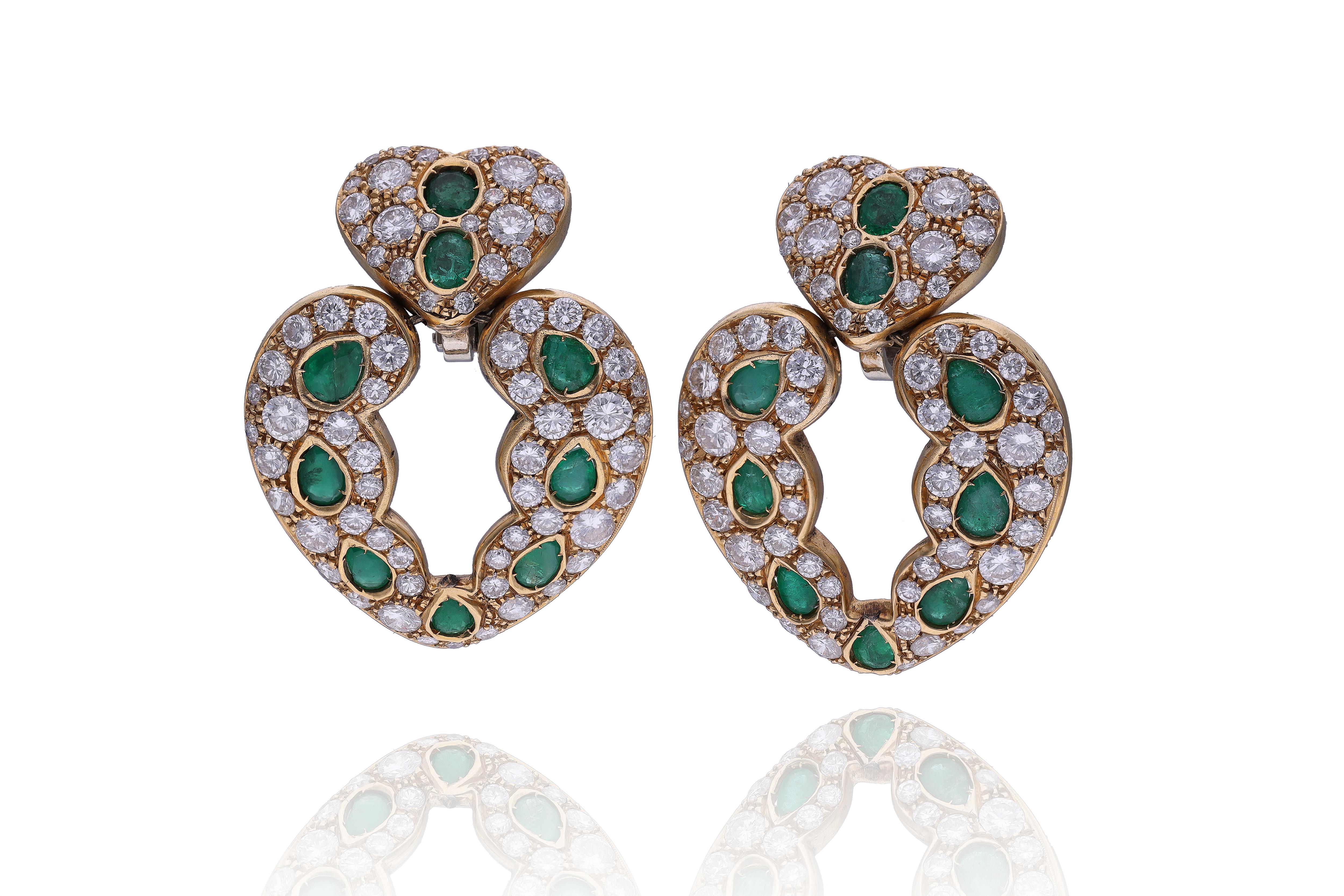 Orecchini con diamanti e smeraldi - Asta Speciale Gioielli