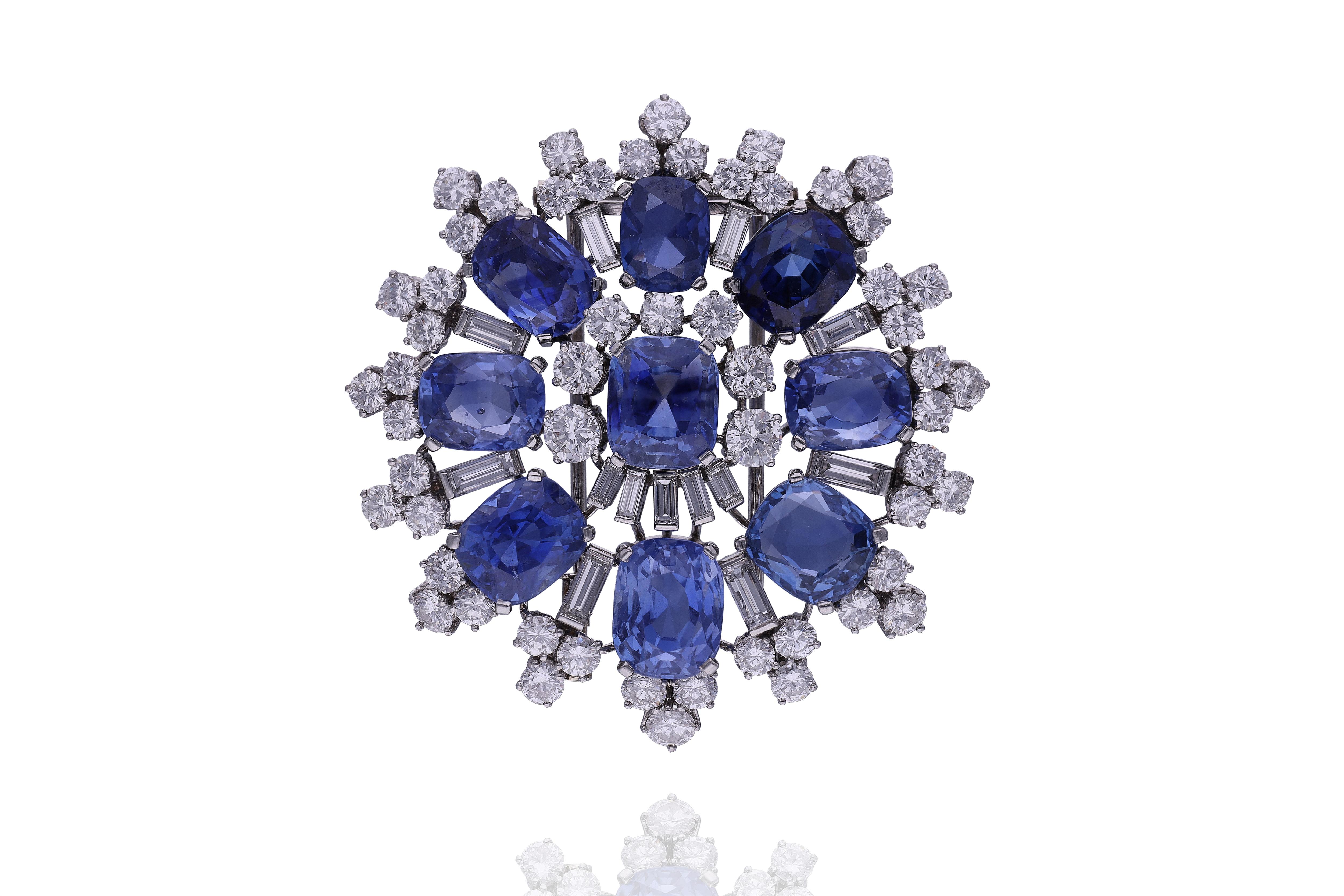 Spilla con diamanti e zaffiri - Asta Speciale Gioielli