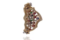 Spilla/ciondolo con diamanti, rubini, zaffiri e smeraldi - Asta Speciale San Valentino