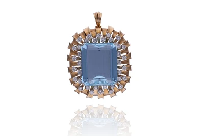 Spilla/ciondolo con acquamarina e diamanti - Tesori di Pasqua