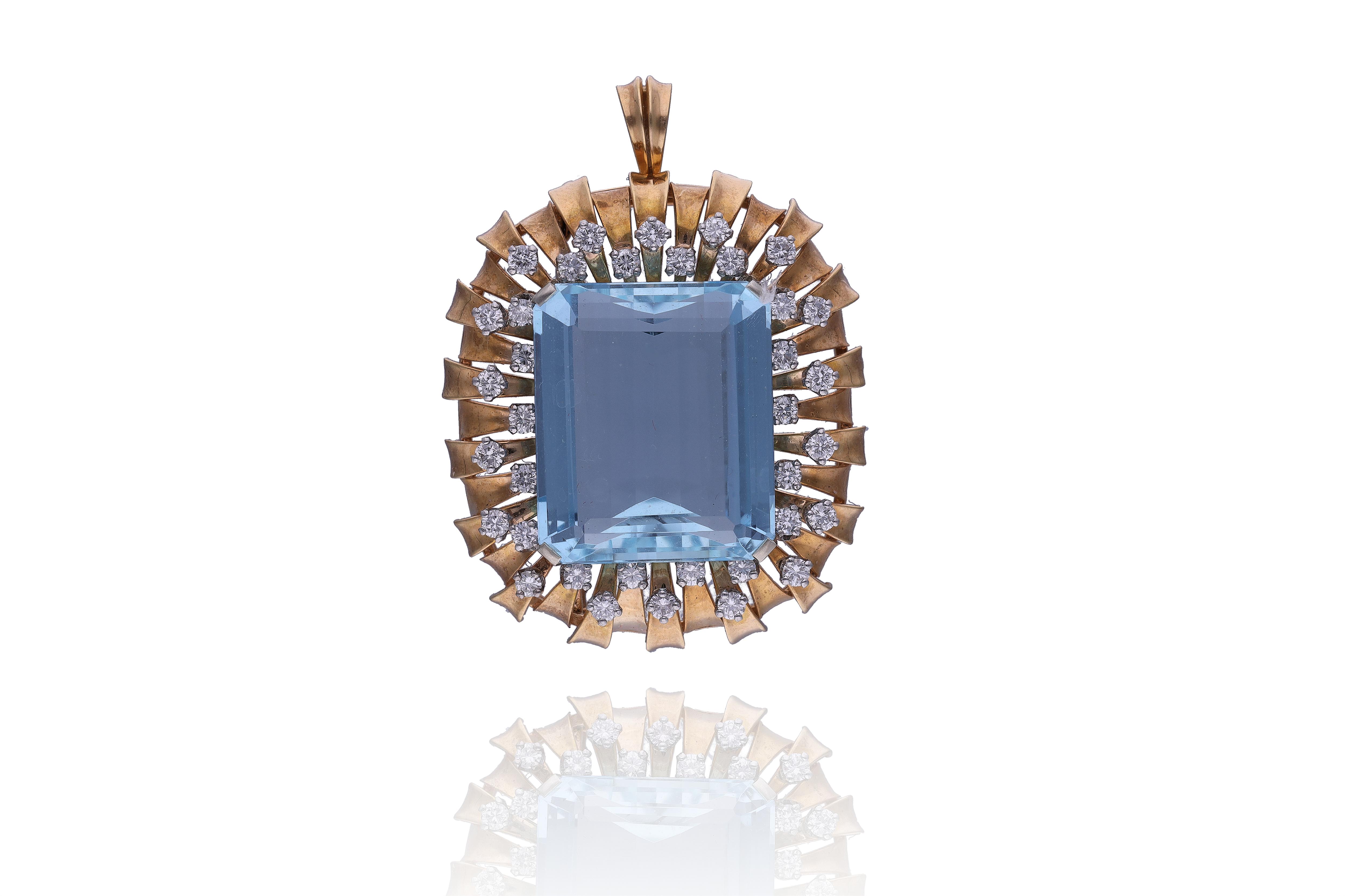 Spilla/ciondolo con acquamarina e diamanti - Tesori di Pasqua