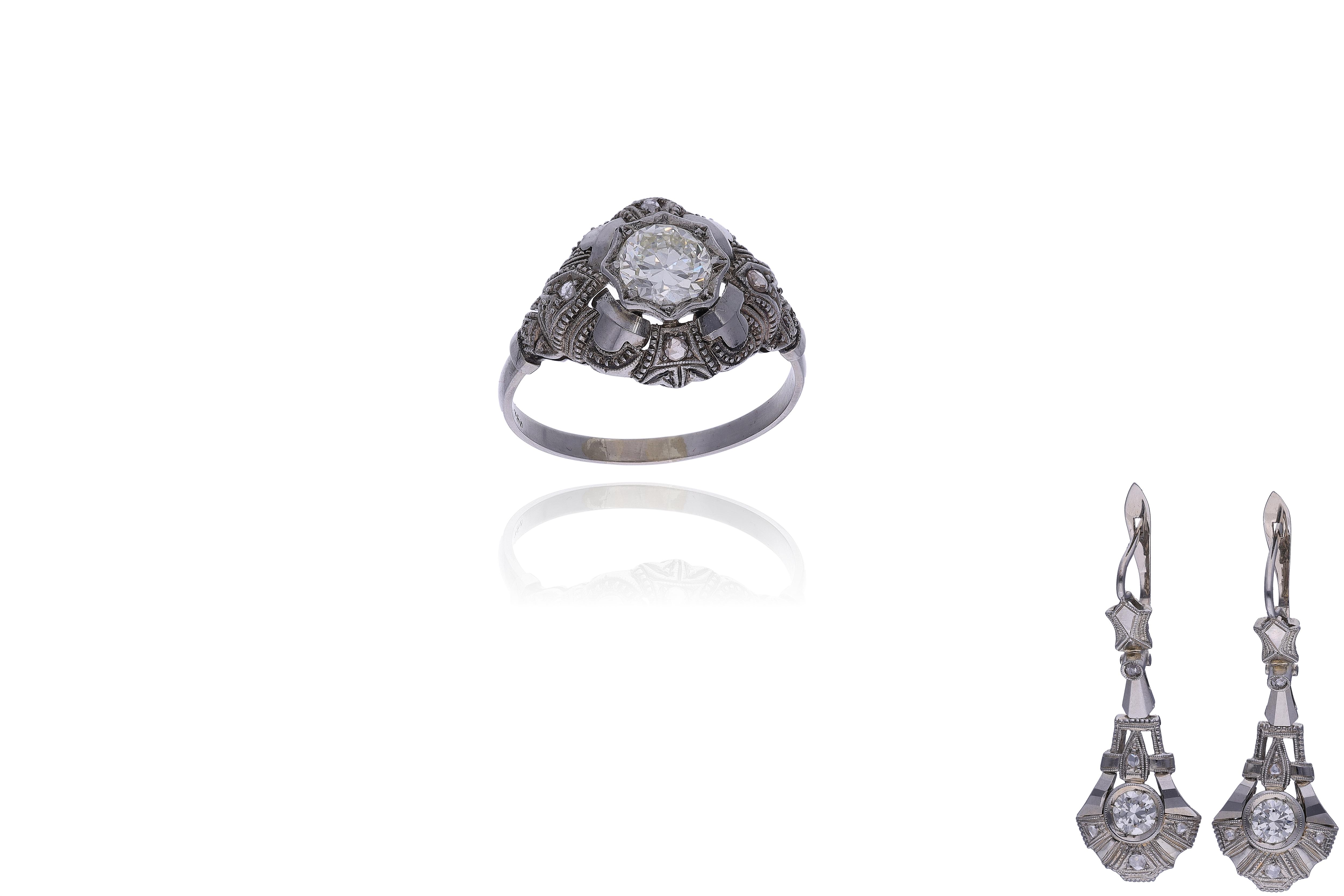 Anello e orecchini con diamanti - VintageMania