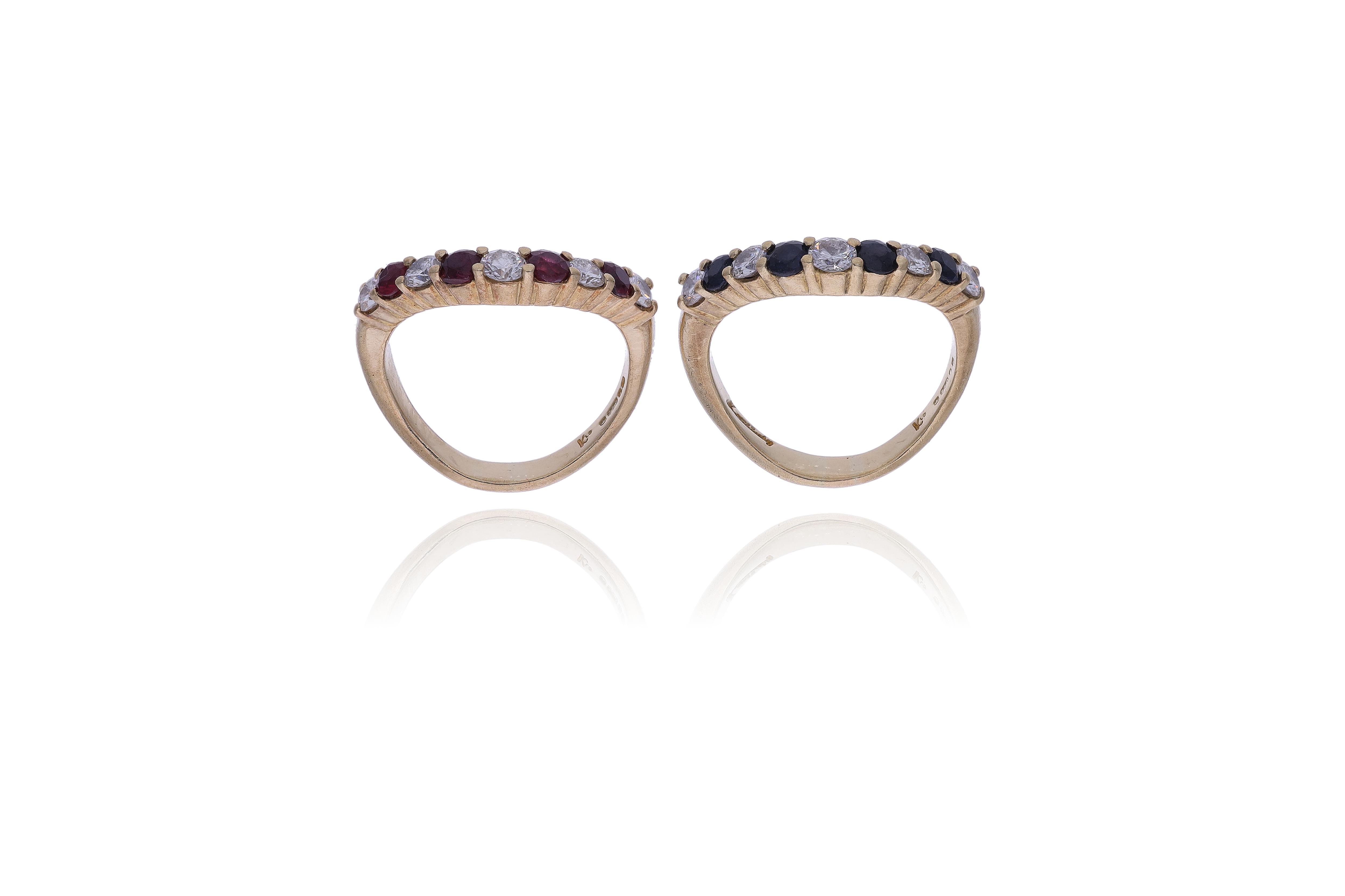 Due anelli con diamanti, rubini e zaffiri - VintageMania Due anelli con diamanti, rubini e zaffiri - VintageMania