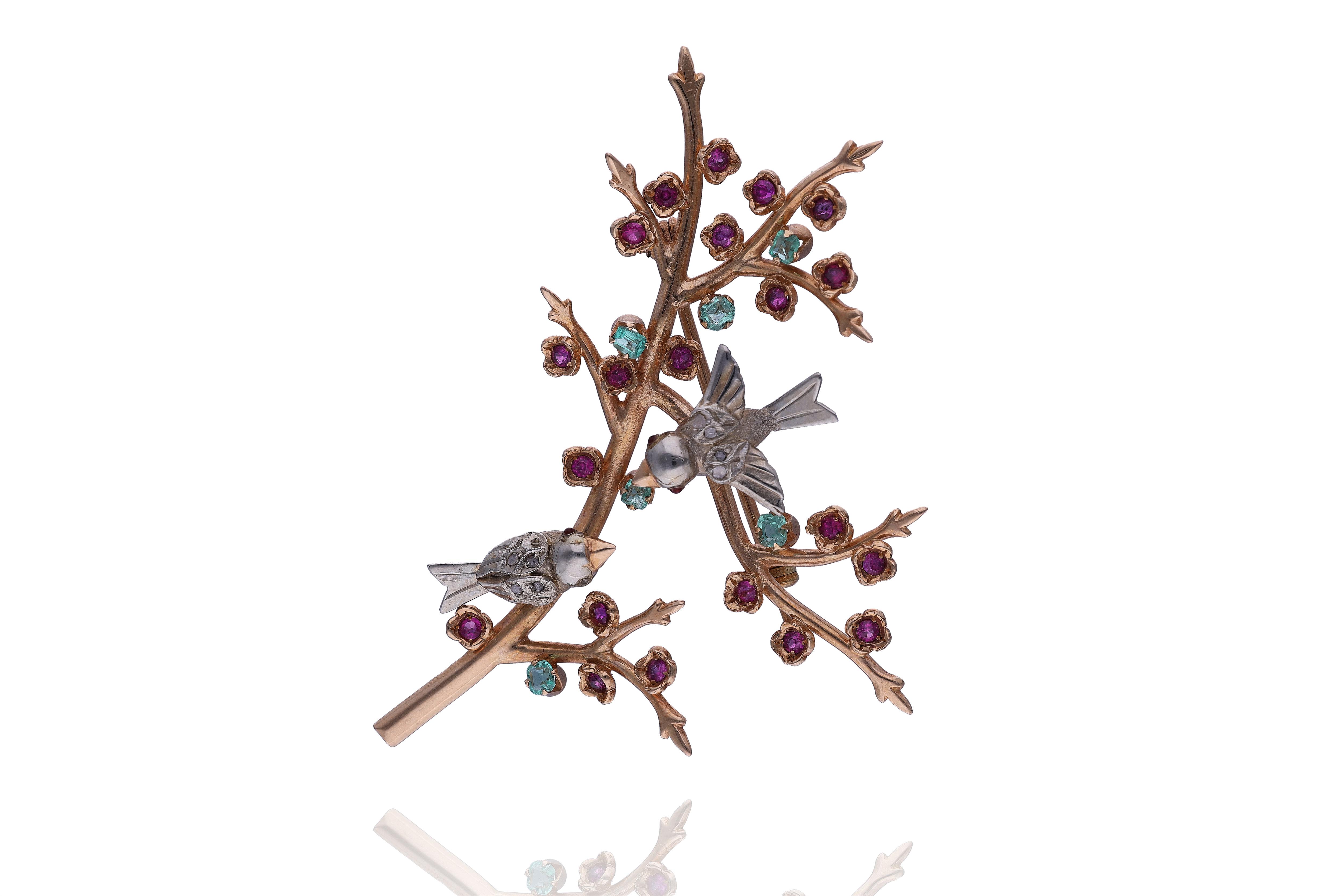 Spilla con diamanti, smeraldi e pietre - VintageMania Spilla con diamanti, smeraldi e pietre - VintageMania