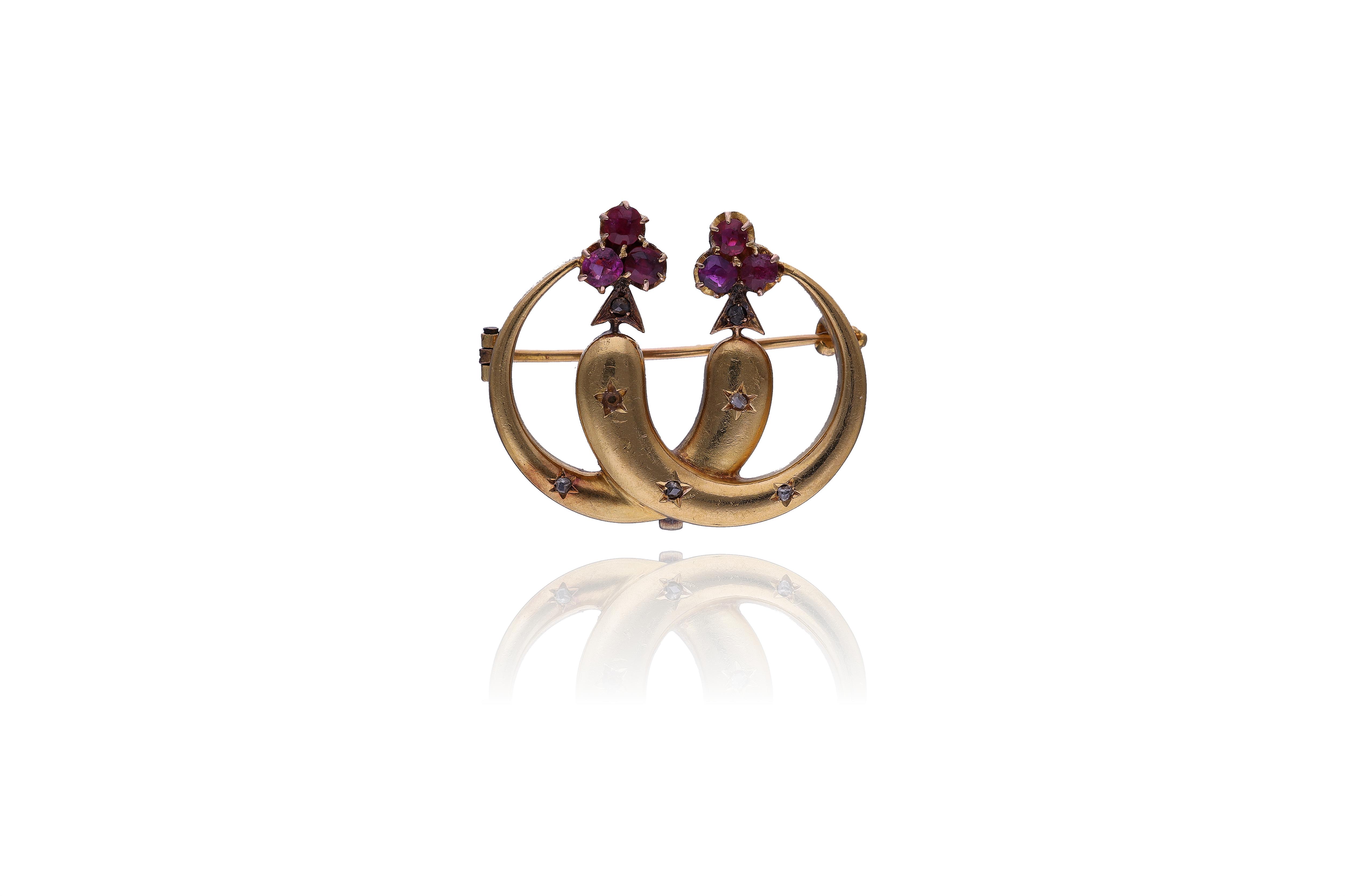 Spilla con rubini e diamanti - VintageMania