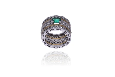 Anello con diamanti e smeraldo - Promesse Preziose