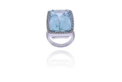 Anello con acquamarina e diamanti - Asta Speciale Gioielli