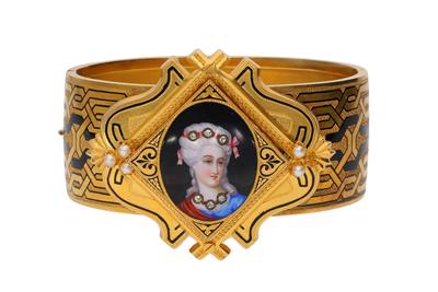 Bracciale borbonico con smalti diamanti e perline - Asta Preziosi