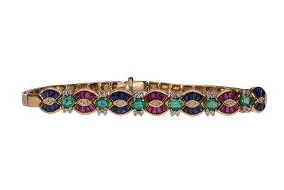 Bracciale con diamanti, rubini, zaffiri e smeraldi - Asta Preziosi Bracciale con diamanti, rubini, zaffiri e smeraldi - Asta Preziosi