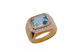 Anello con diamanti e acquamarina - 