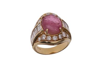 Anello con diamanti e tormalina - Asta Preziosi