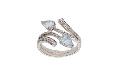 Anello contrarie con diamanti e pietre - Asta Preziosi