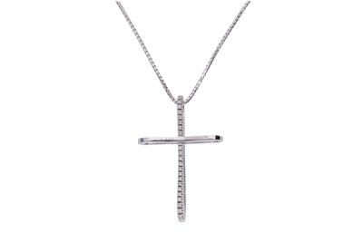 Collier con pendente a forma di croce con diamanti - Asta Preziosi
